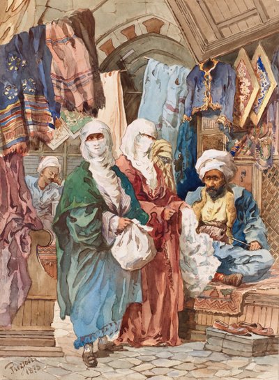 The Silk Bazaar by Amadeo Preziosi